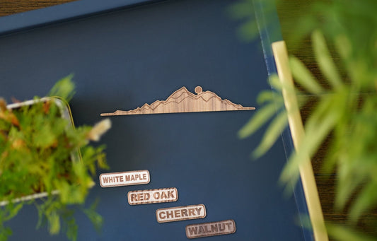 Line Art Mountain Range Wooden Sticker | 13