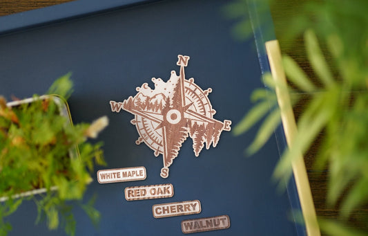 Mountain Compass Wooden Sticker | 14