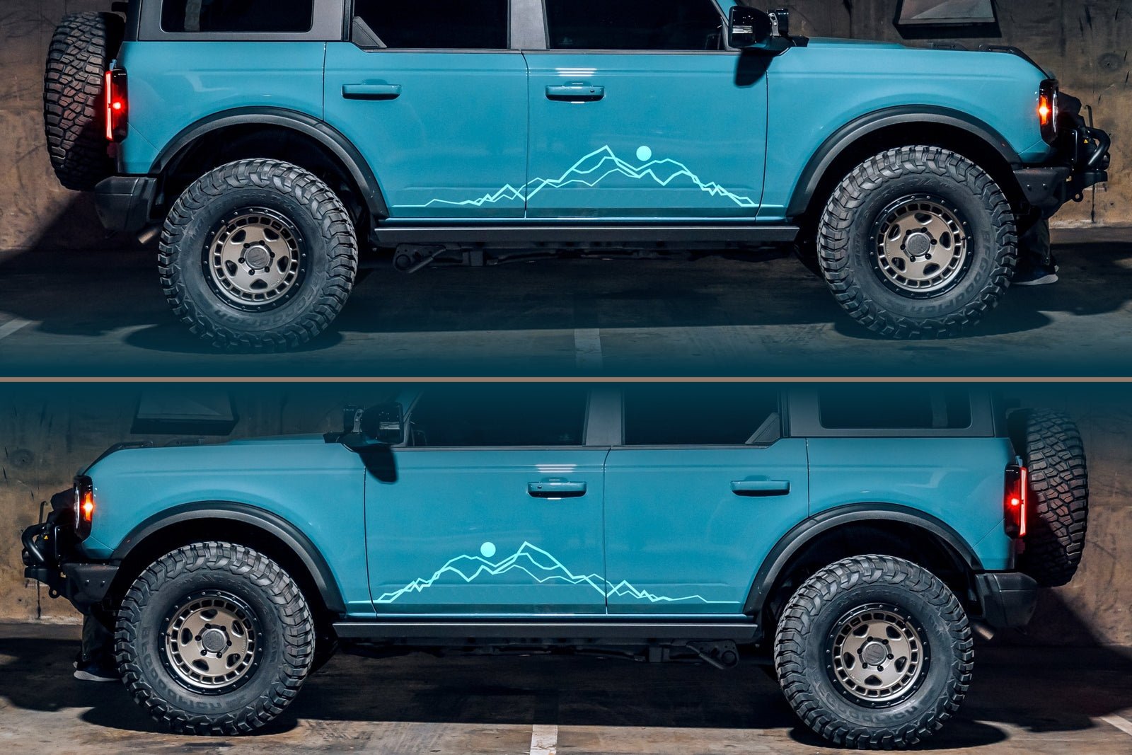 Mirrored Pair of Line Art Mountains Vinyl Decals | 273P