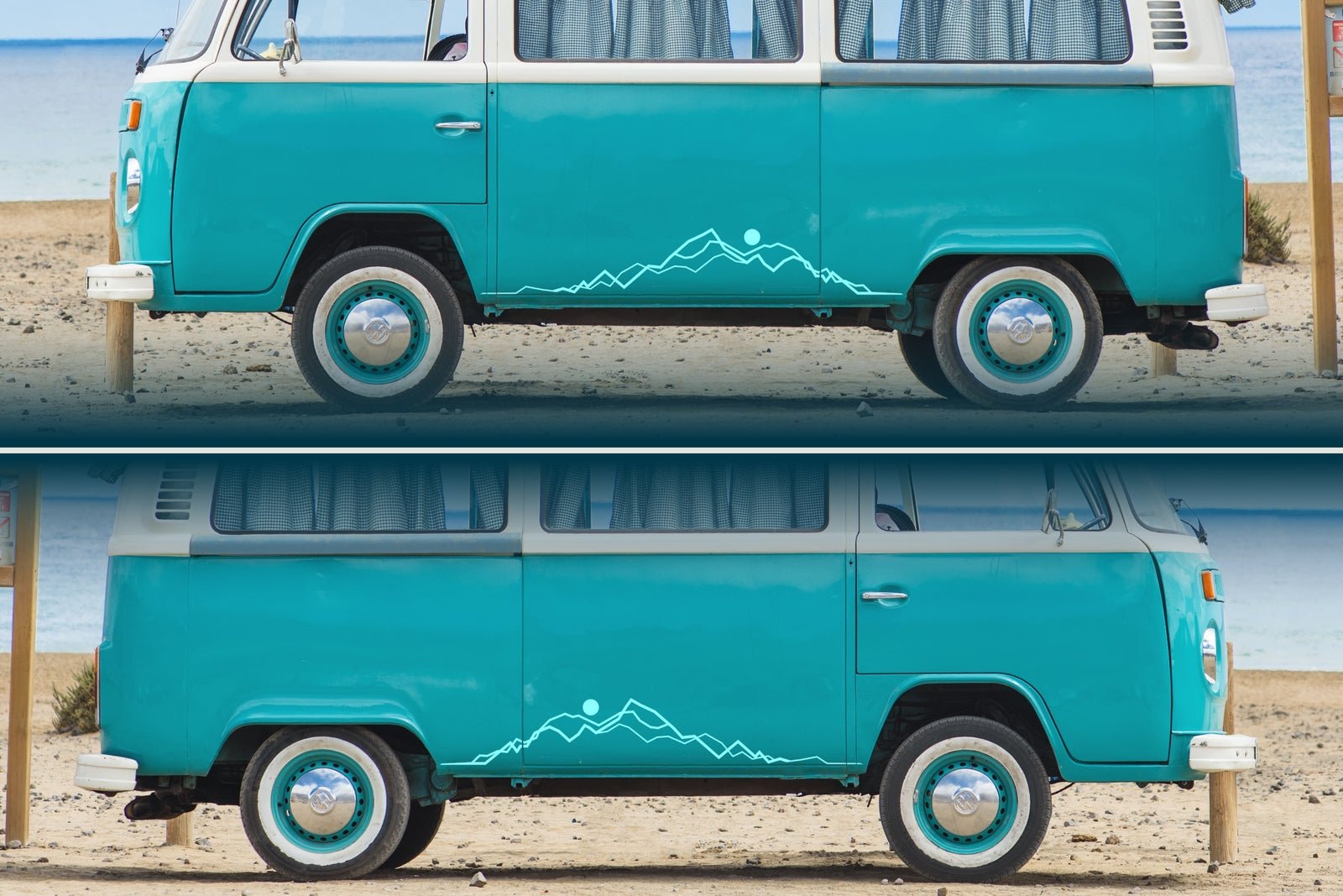 Mirrored Pair of Line Art Mountains Vinyl Decals | 273P