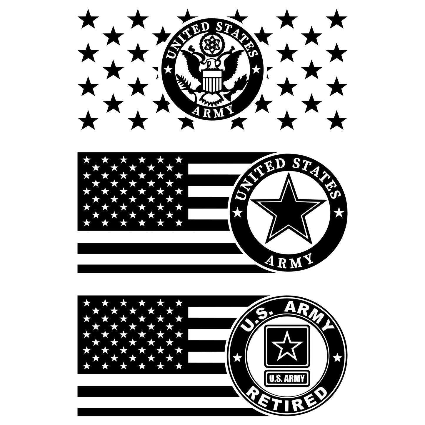 RM - Window Decal - US Army, Retired - White