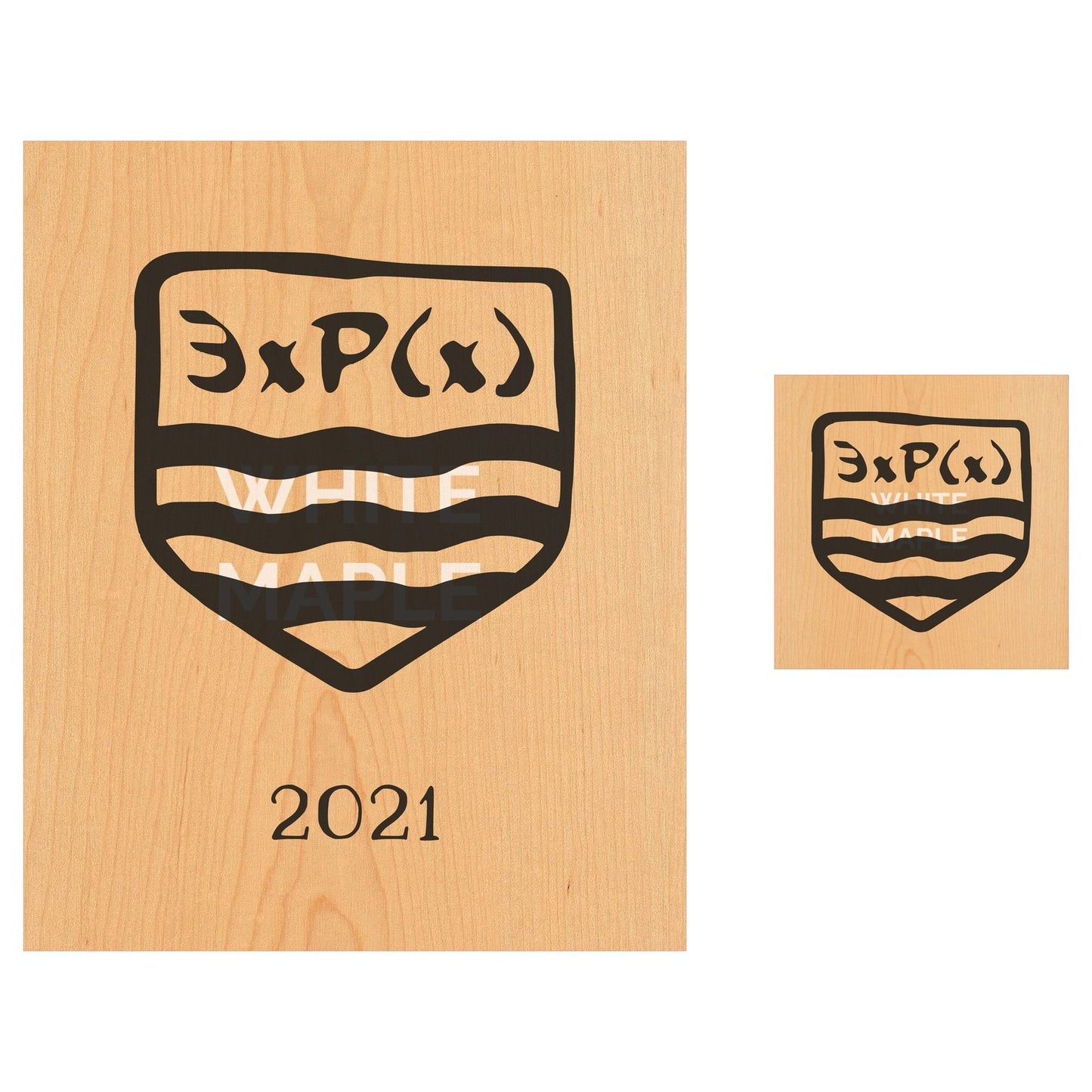 3xP x Logo Wooden Sticker | 4"x4" x50 | 11"x9" x10 | White Maple