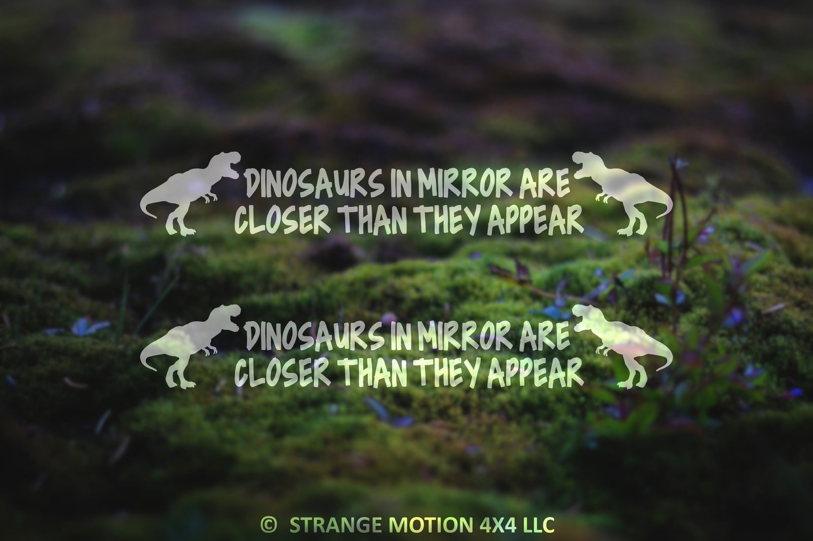 Dinosaurs In Mirror Are Closer Than They Appear Vinyl Decal Pair | 124P