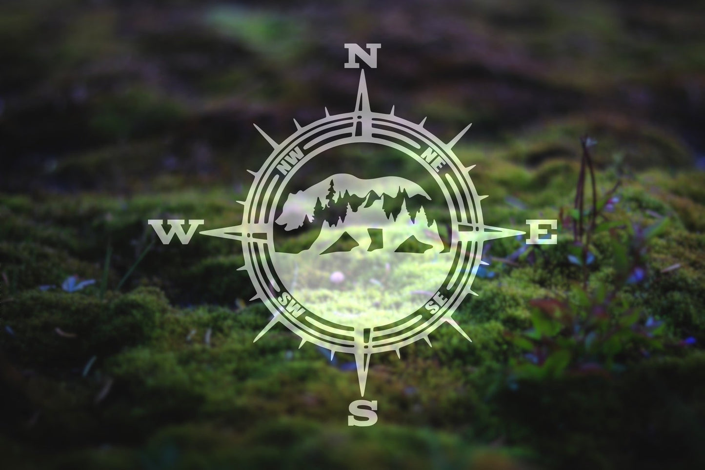 Mountain Bear Compass Vinyl Decal | 53