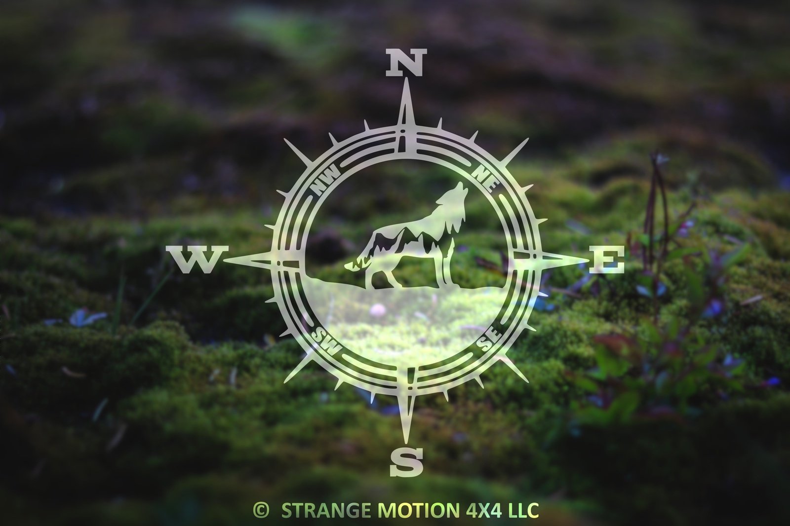 Mountain Wolf Compass Vinyl Decal | 7