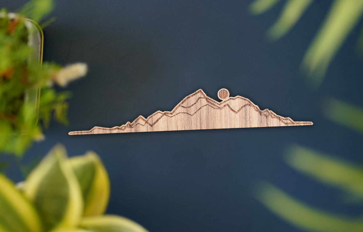 Line Art Mountain Range Wooden Sticker | 13