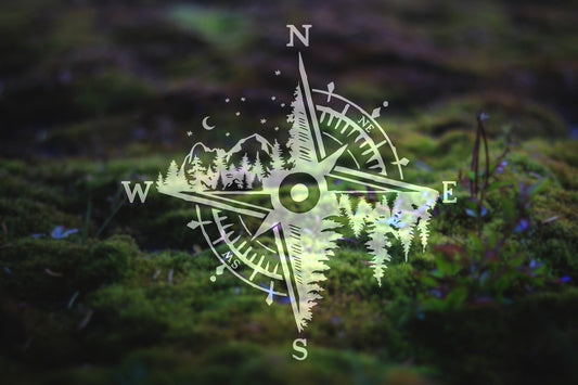 Mountains and Forest Compass Vinyl Decal | 277