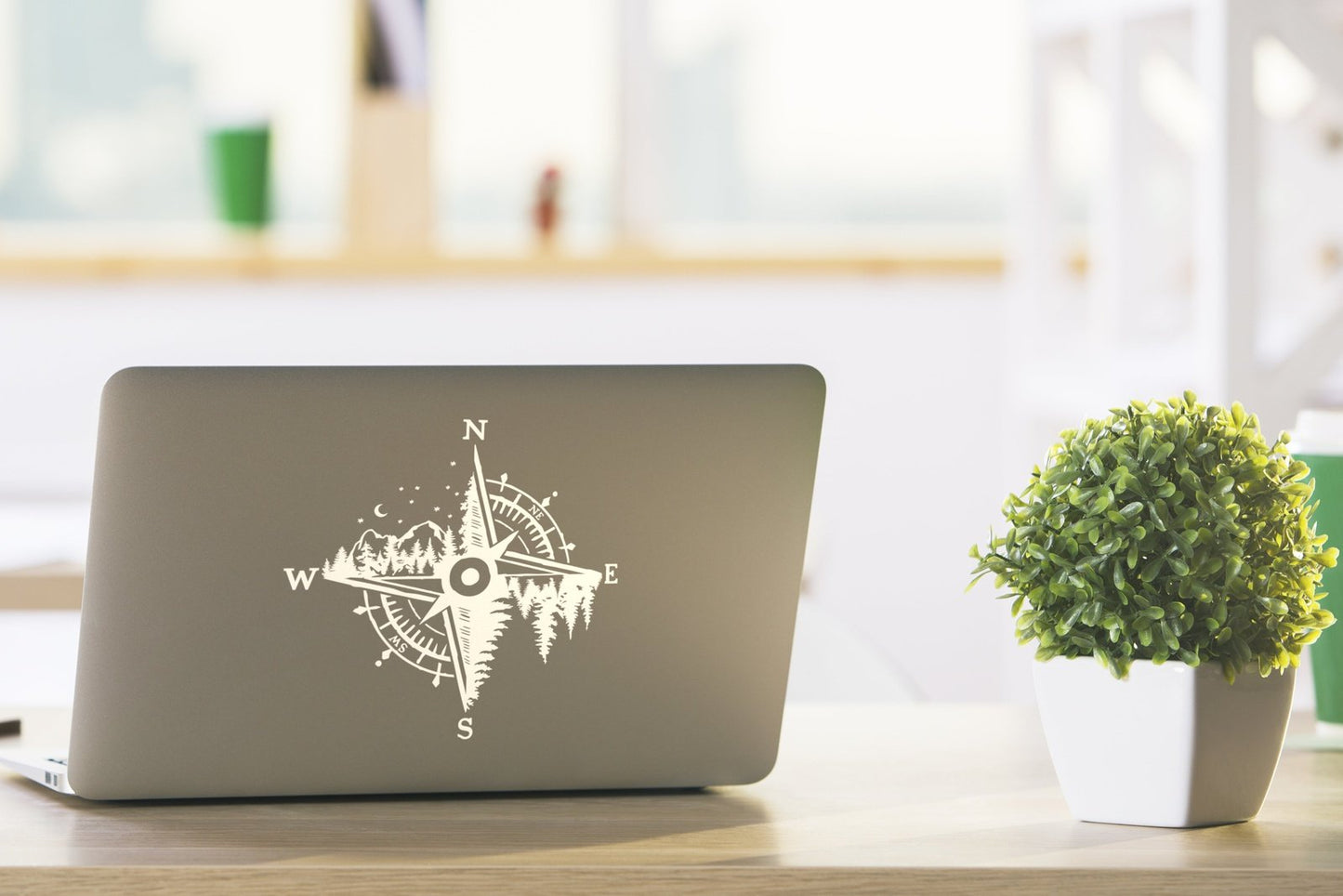 Mountains and Forest Compass Vinyl Decal | 277