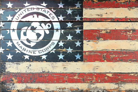 American Flag Marine Corps Star Union Vinyl Decal or Stencil | 307