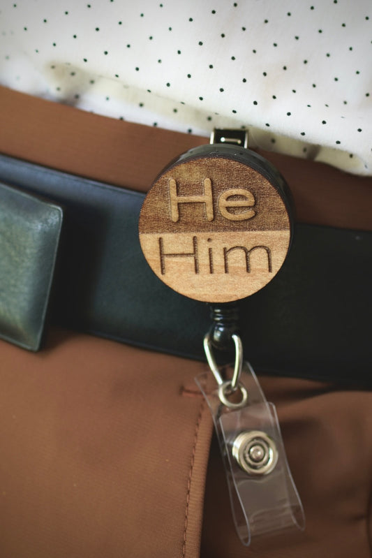 He Him Pronouns Badge Reel | 38