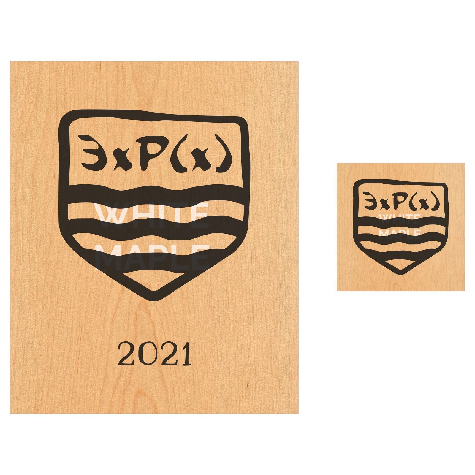 3xP x Logo Wooden Sticker | 4"x4" x50 | 11"x9" x10 | White Maple