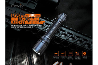 Fenix TK20R V2.0 Rechargeable Flashlight with FREE T5 Tactical Pen optional
