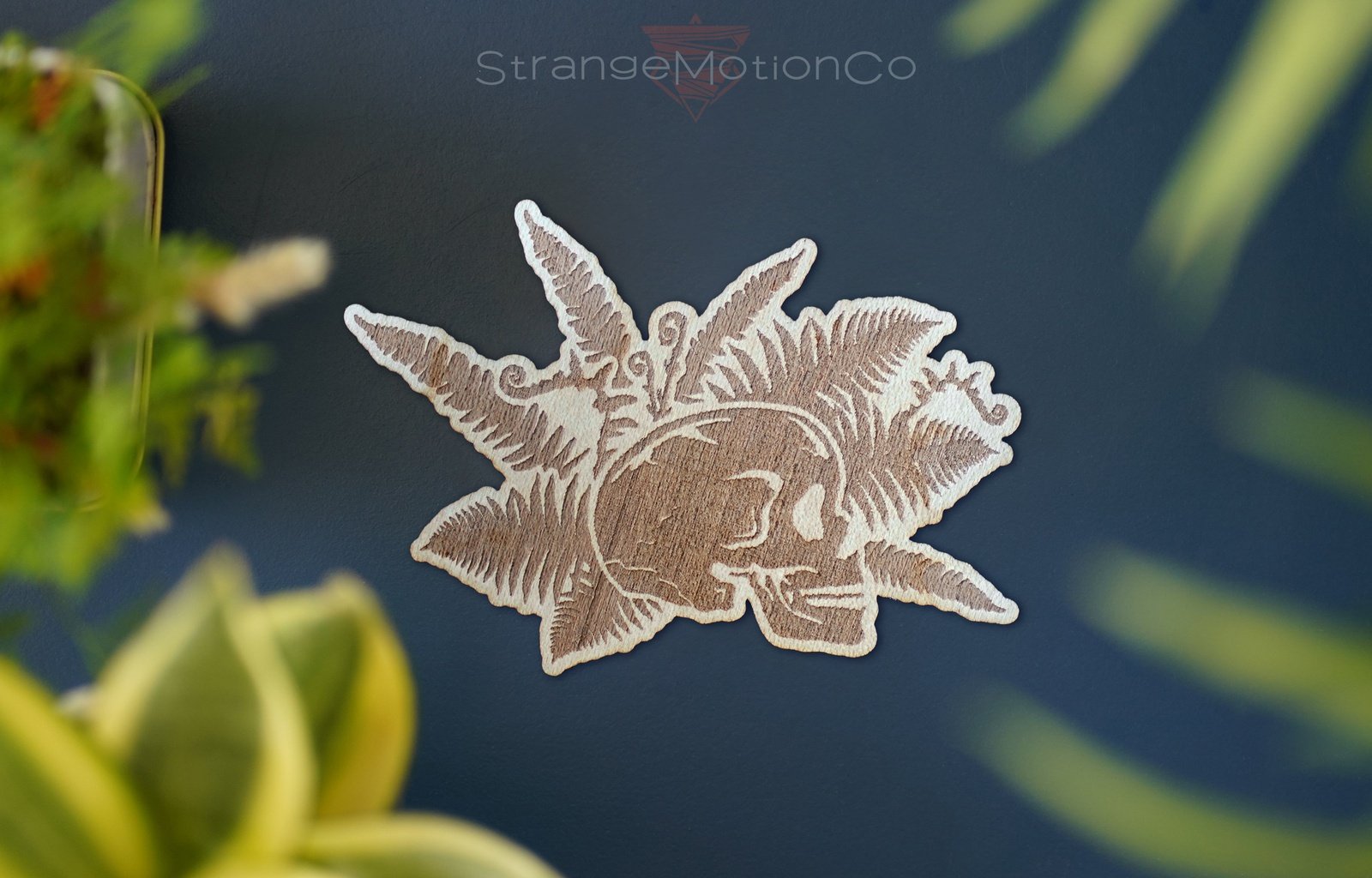 Fern Skull Wooden Sticker | 6