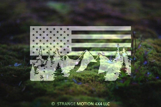 Mountain American Flag Vinyl Decal | 27