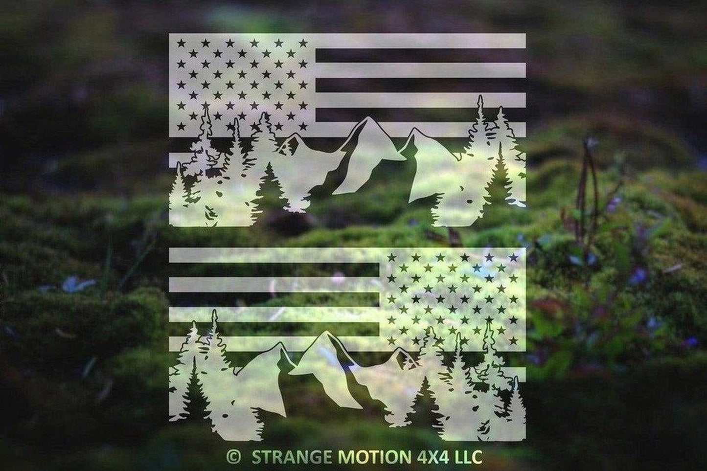 Pair of Mountain American Flag Vinyl Decals | 27P
