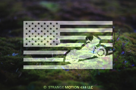 Motorcycle American Flag Vinyl Decal | 239