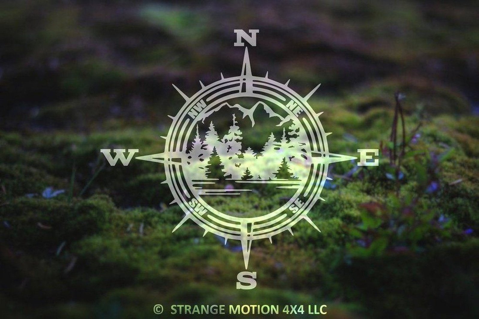 Mountain Lake Compass Vinyl Decal | 18