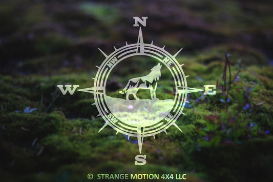 Mountain Wolf Compass Vinyl Decal | 7