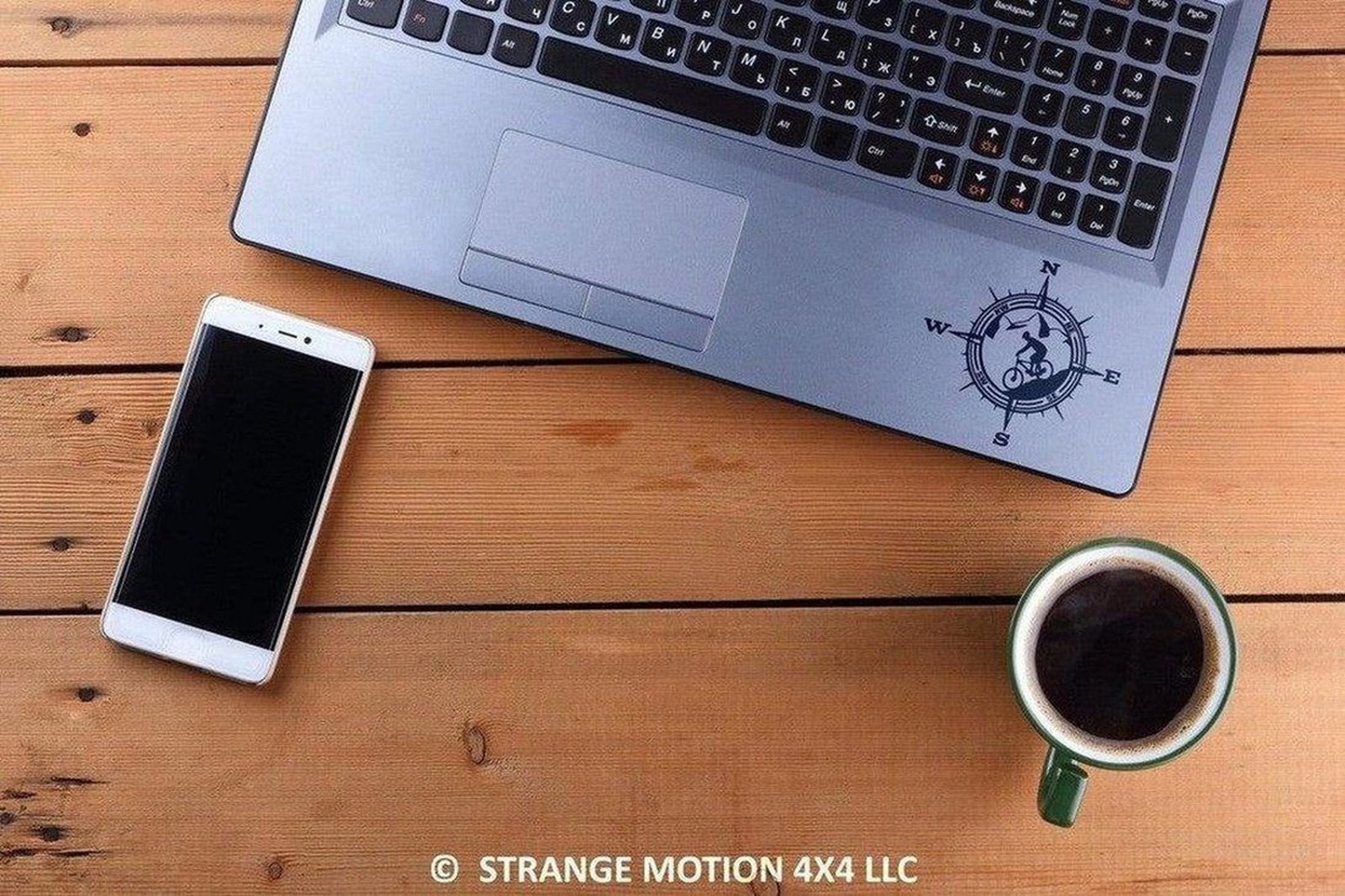 Mountain Bike Compass Vinyl Decal | 111