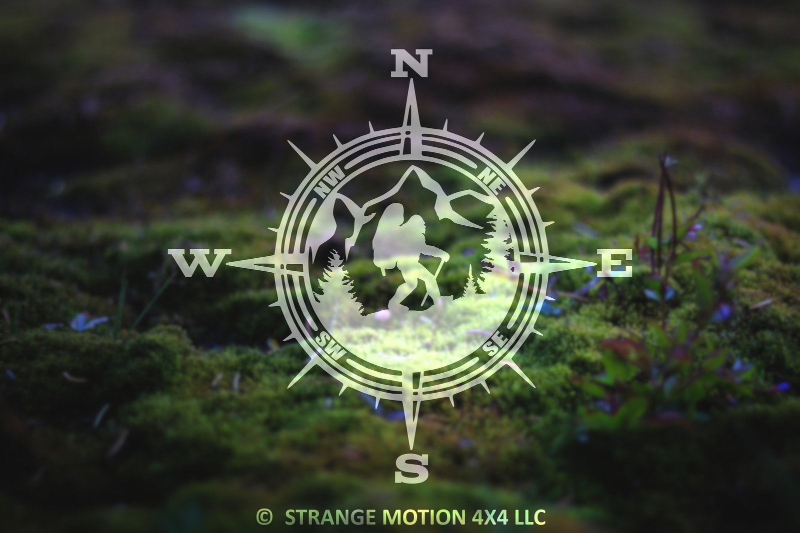 Sasquatch Hiker Compass Vinyl Decal | 256
