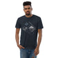 Geometric Sun and Moon Over Mountains Men's Fitted Short Sleeve T-shirt